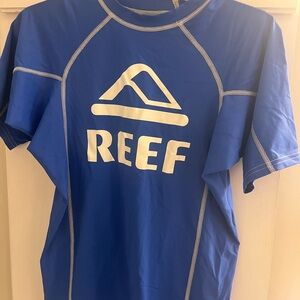 Reef Men's Royal Blue Short Sleeve Rash Guard with White Logo